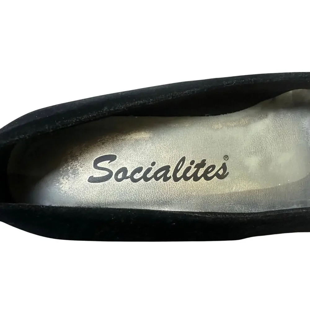 Socialites Vintage Black Flats with Jewel